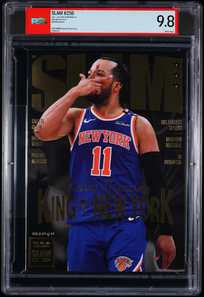 Jalen Brunson Knicks Slam #256 Gold Metal Edition Graded Magazine /94 PSA 9.8