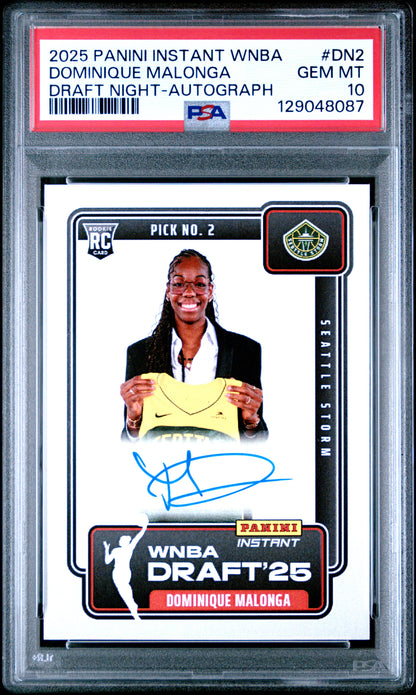 Dominique Malonga 2025 Panini Instant Draft Night Autograph Card /99 PSA 10