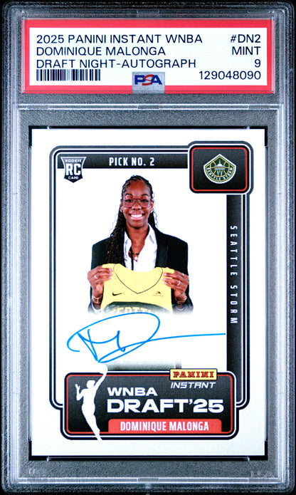 Dominique Malonga 2025 Panini Instant Draft Night Autograph Card /99 PSA 9