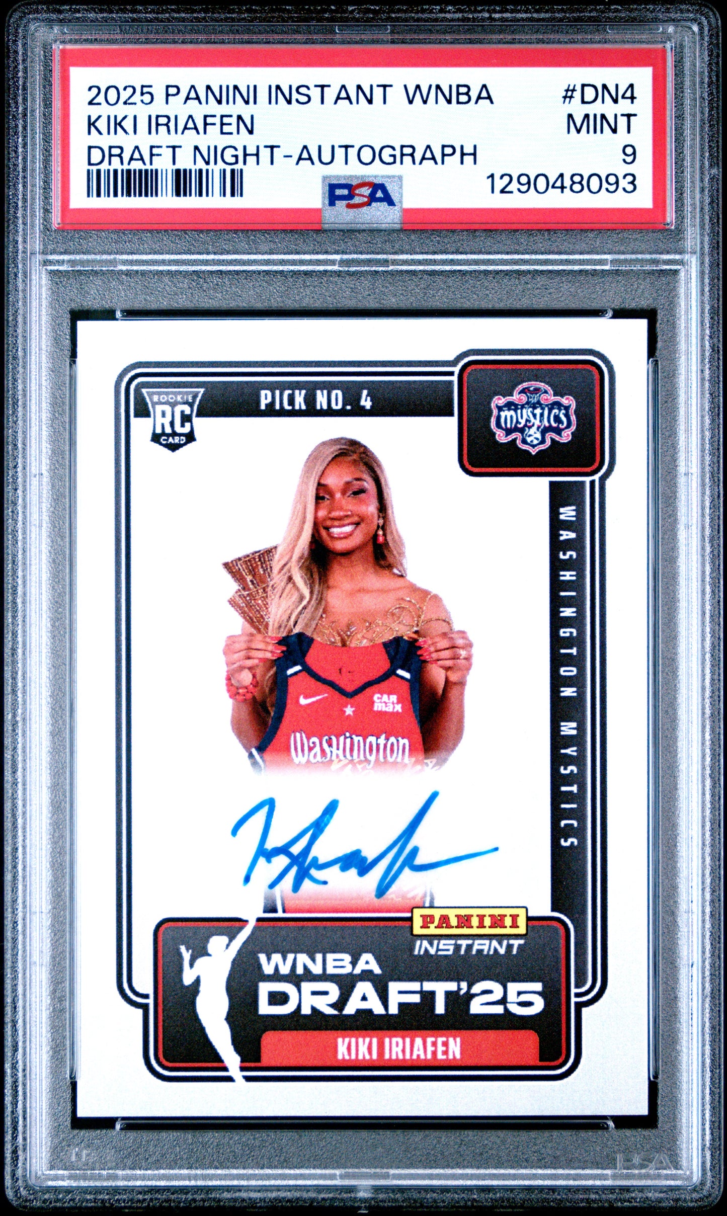 Kiki Iriafen 2025 Panini Instant Draft Night Autograph Rookie Card /99 PSA 9