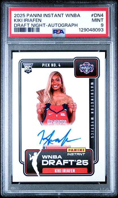 Kiki Iriafen 2025 Panini Instant Draft Night Autograph Rookie Card /99 PSA 9