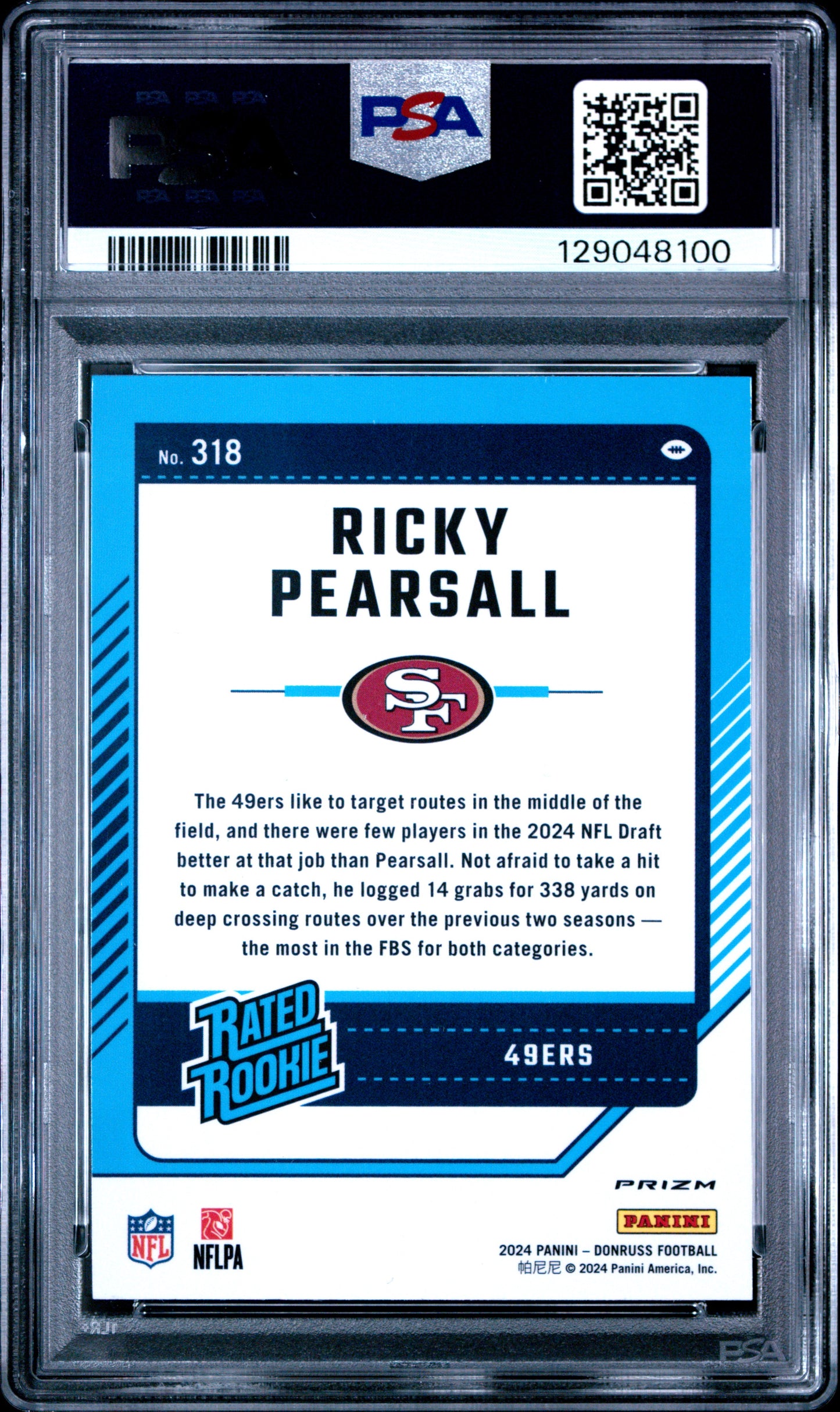 Ricky Pearsall 49ers 2024 Donruss Optic Preview Red Wave Rookie Card #318 PSA 10