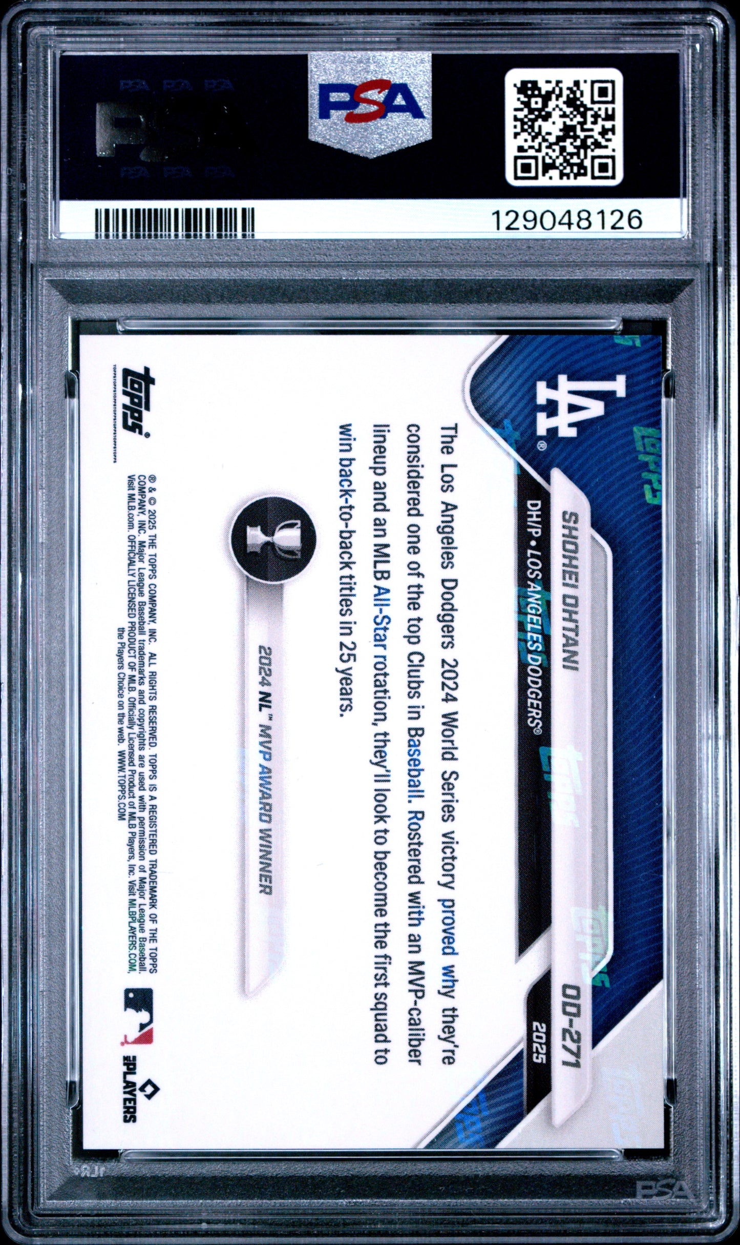 Shohei Ohtani Dodgers 2025 Topps Now Road to Opening Day Aqua Card /199 PSA 10