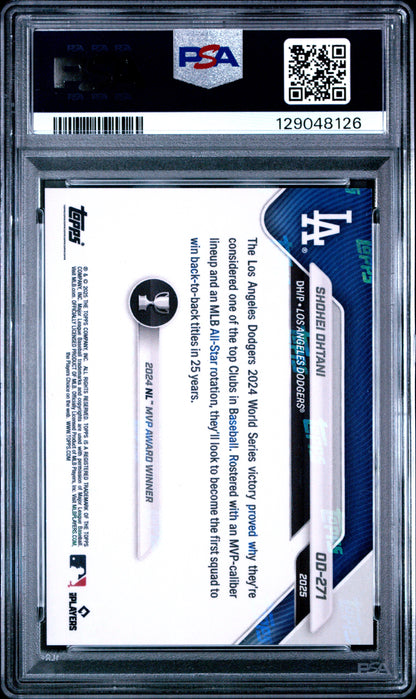 Shohei Ohtani Dodgers 2025 Topps Now Road to Opening Day Aqua Card /199 PSA 10