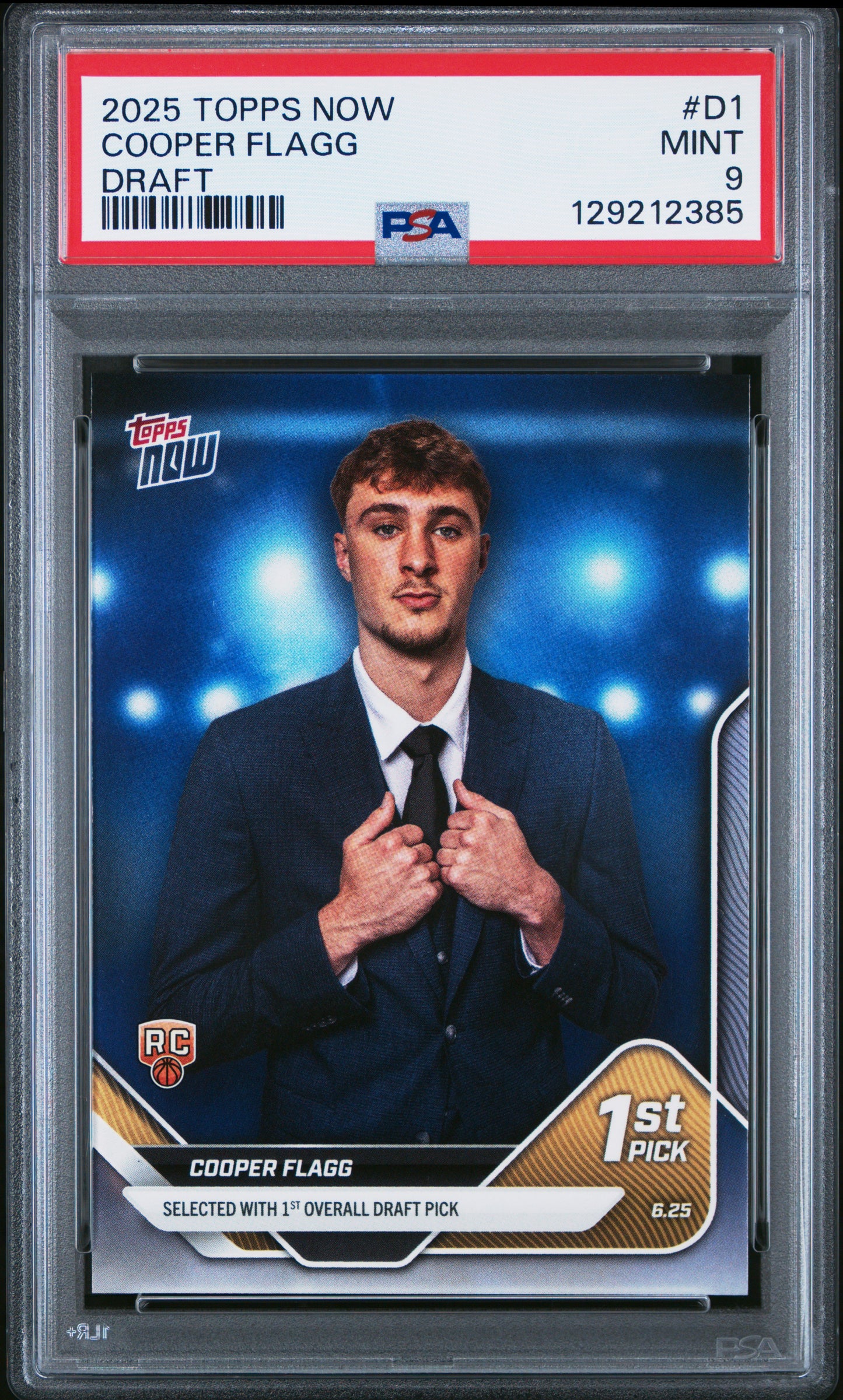 Cooper Flagg 2025 Topps Now Draft Day Rookie Trading Card #D1 PSA 9 Mint