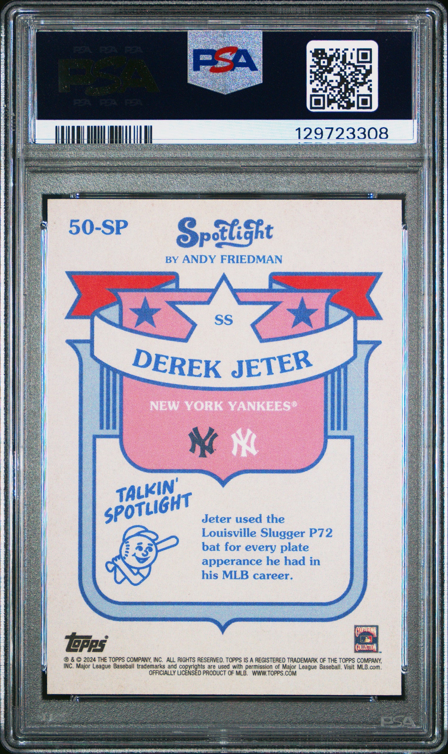 Derek Jeter Yankees 2024 Topps Spotlight Short Print Card #50-SP PSA 10