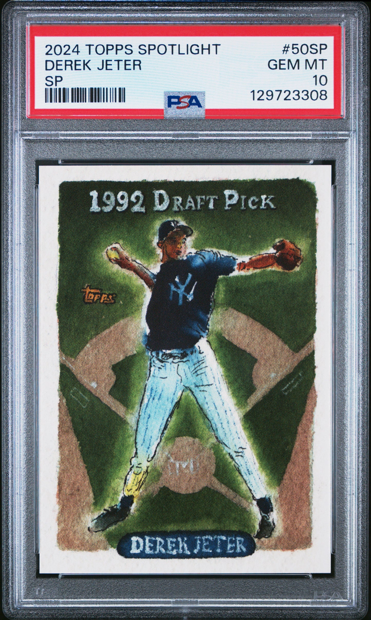 Derek Jeter Yankees 2024 Topps Spotlight Short Print Card #50-SP PSA 10