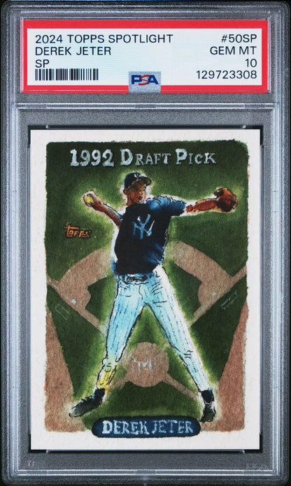 Derek Jeter Yankees 2024 Topps Spotlight Short Print Card #50-SP PSA 10