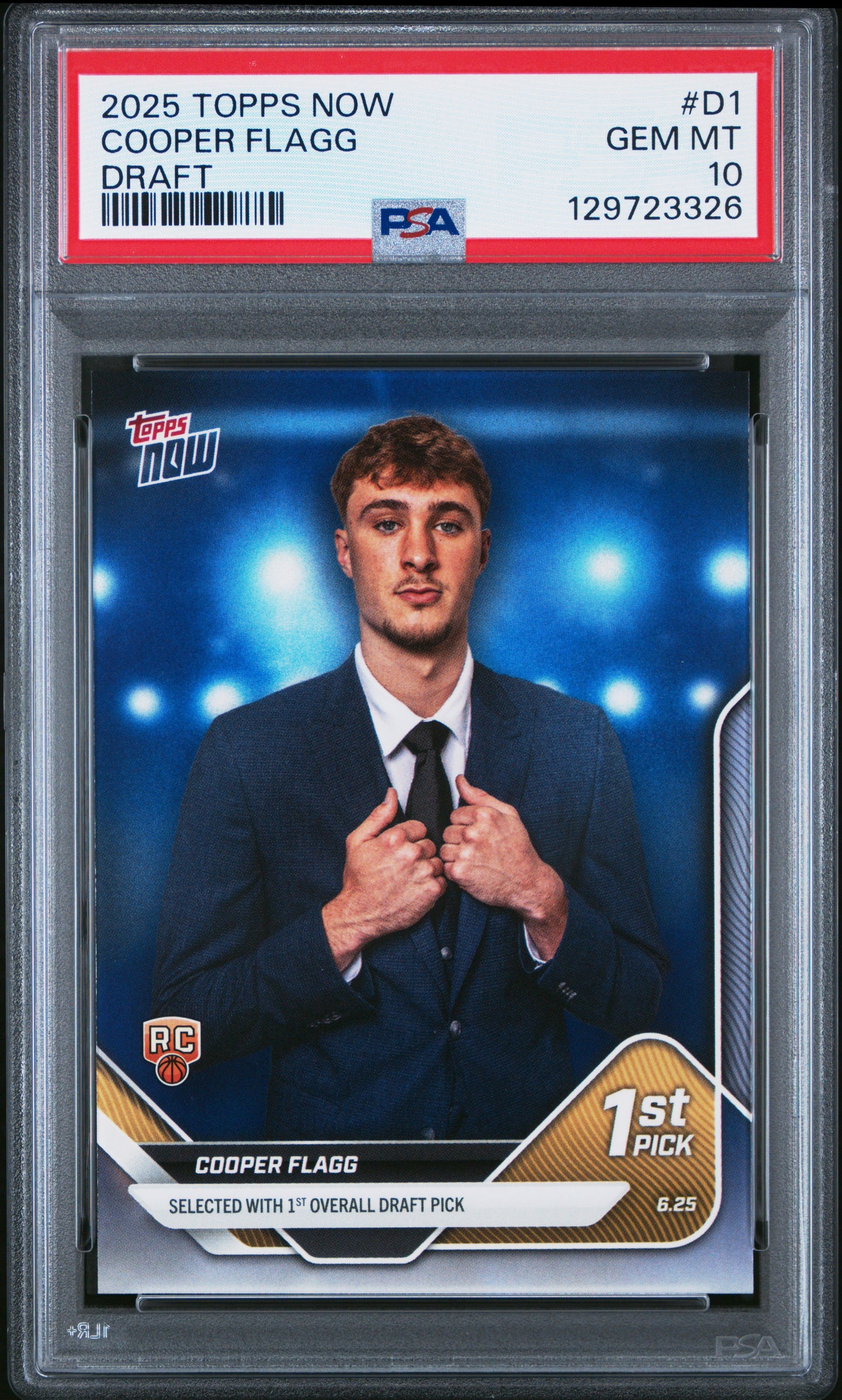 Cooper Flagg 2025 Topps Now Draft Day Rookie Trading Card #D1 PSA 10 Gem Mint