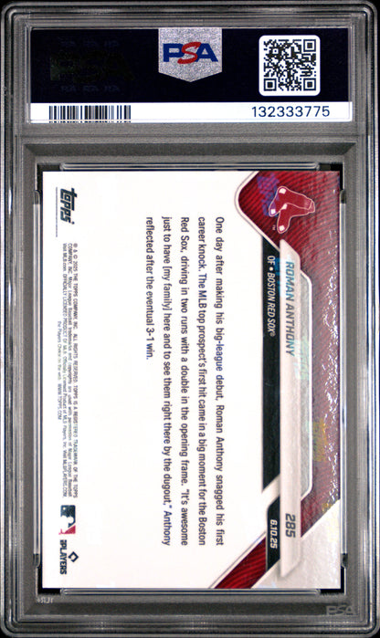 Roman Anthony Red Sox 2025 Topps Now 1st Hit Call Up Card #285 PSA 9 Mint