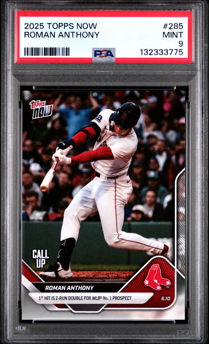 Roman Anthony Red Sox 2025 Topps Now 1st Hit Call Up Card #285 PSA 9 Mint