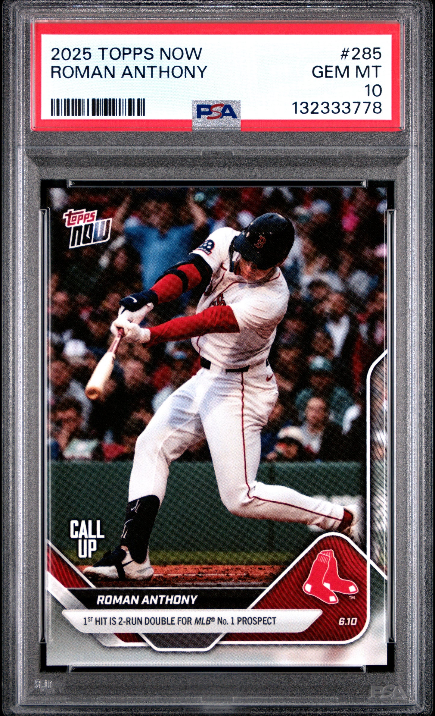 Roman Anthony Red Sox 2025 Topps Now 1st Hit Call Up Card #285 PSA 10