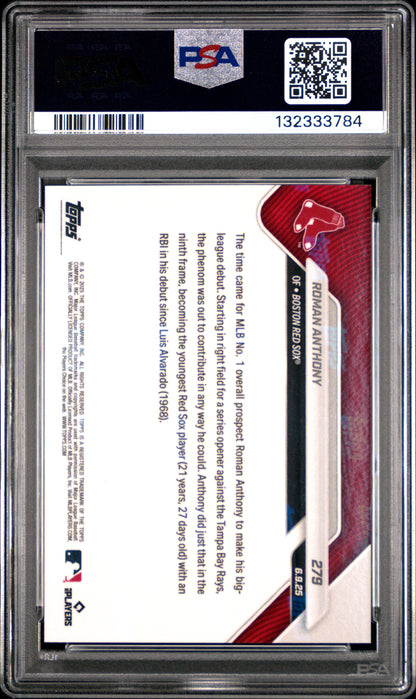 Roman Anthony Red Sox 2025 Topps Now Debut Call Up Card #279 PSA 9 Mint