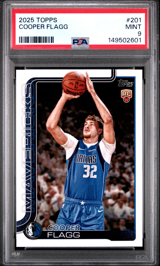 Cooper Flagg Mavericks 2025 Topps Basketball Rookie Card #201 PSA 9 Mint