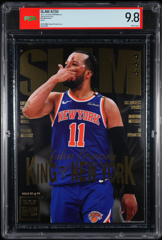 Jalen Brunson Knicks Slam #256 Gold Metal Edition Graded Magazine /94 PSA 9.8