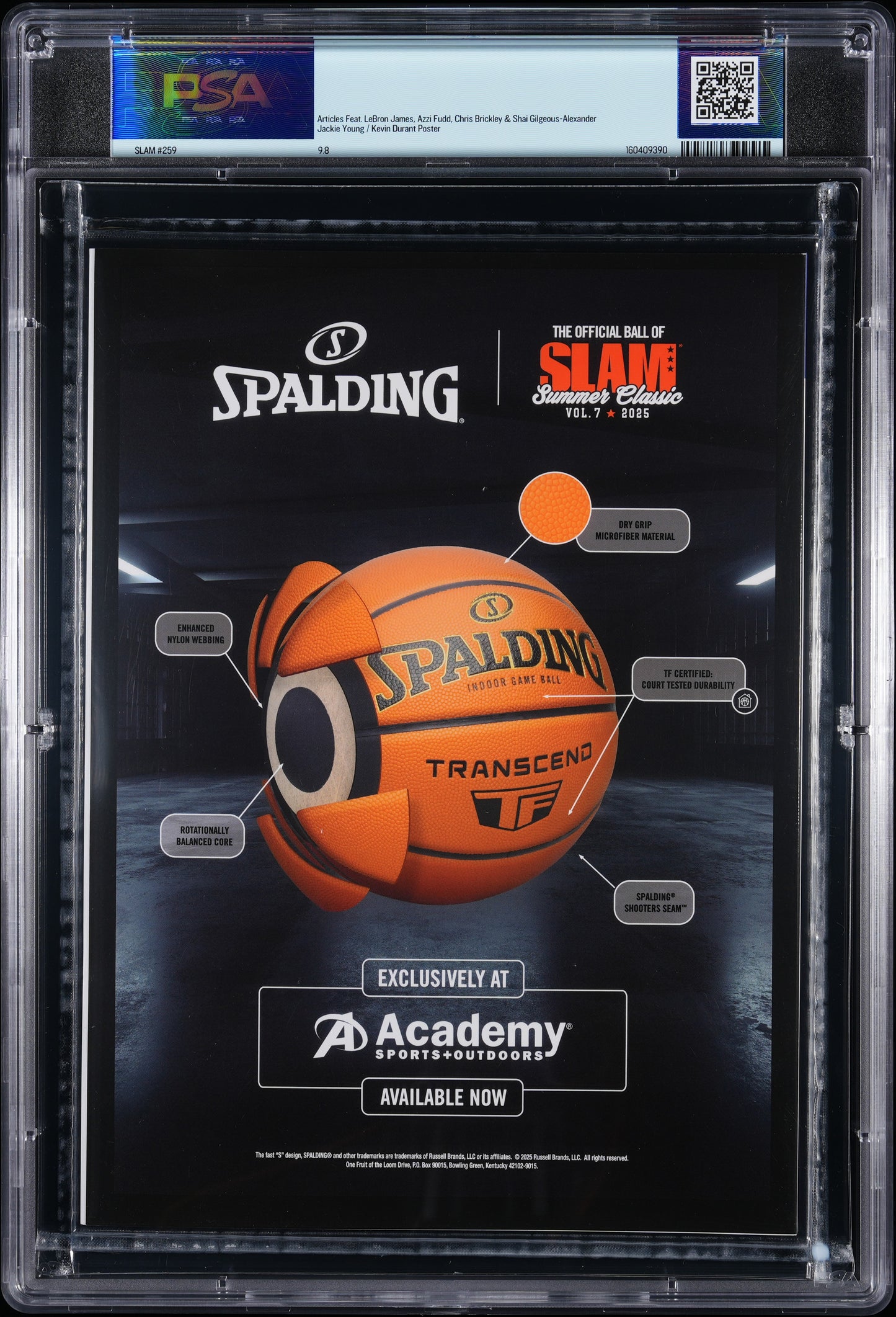 AJ Dybantsa Slam #259 Orange Metal Edition Graded Magazine /111 PSA 9.8