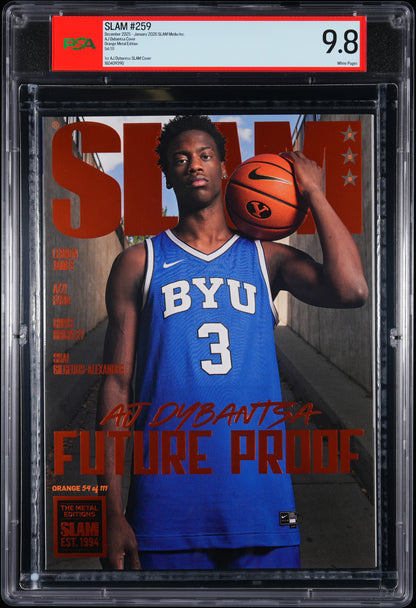AJ Dybantsa Slam #259 Orange Metal Edition Graded Magazine /111 PSA 9.8