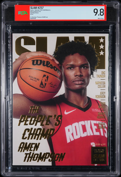 Amen Thompson Slam #257 Gold Metal Edition Graded Magazine #69/94 PSA 9.8