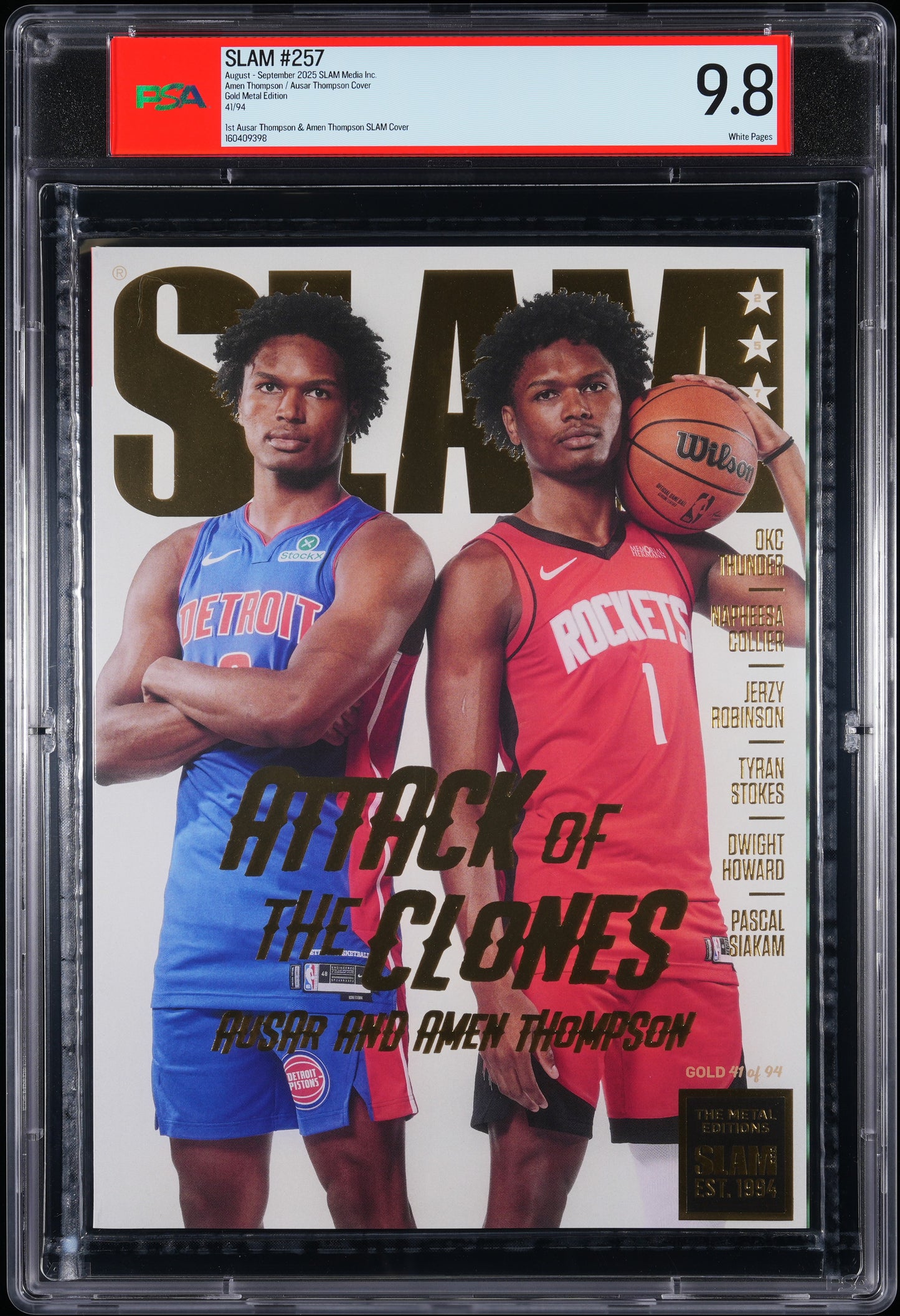 Amen & Ausar Thompson Slam #257 Gold Metal Edition Graded Magazine /94 PSA 9.8