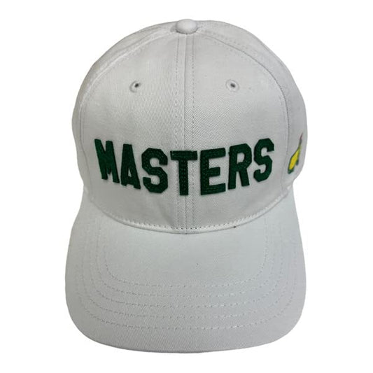 Masters White Caddy Felt Varsity Lettering Adjustable Golf Slouch Hat