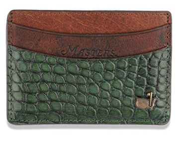 Masters Embossed Green Alligator Leather Card Case Wallet by Martin Dingman ANGC