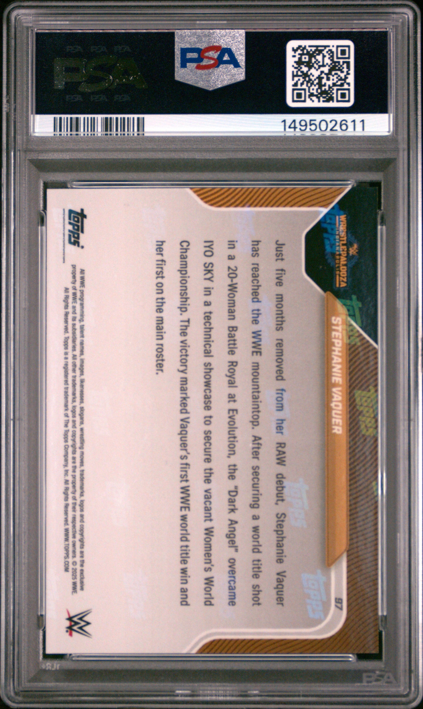Stephanie Vaquer 2025 Topps Now WWE 9-20-25 Card #97 PSA 10 Gem Mint
