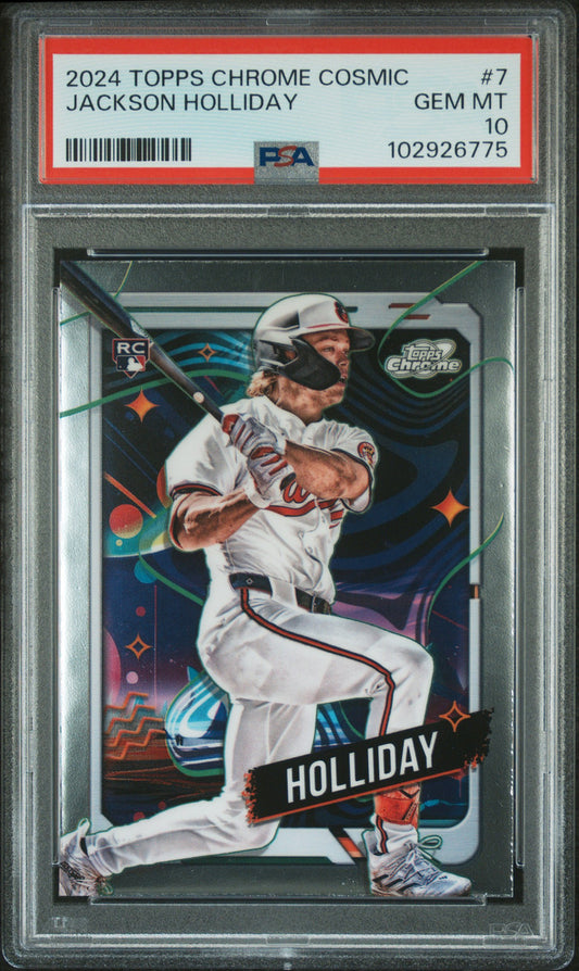 Jackson Holliday Orioles 2024 Topps Chrome Cosmic Rookie Card #7 PSA 10 Gem Mint