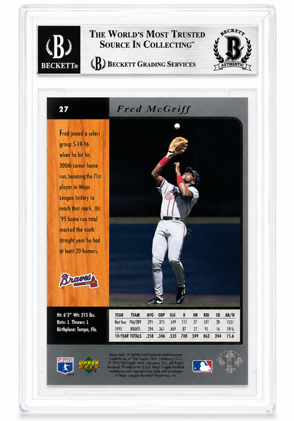Fred McGriff Signed Atlanta Braves 1996 UD SP Card Beckett Authentic BAS