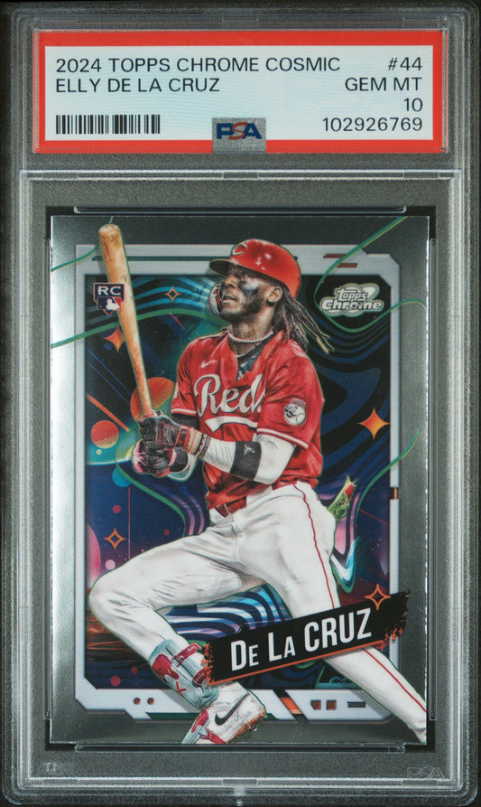 Elly De La Cruz Reds 2024 Topps Chrome Cosmic Rookie Card #44 PSA 10 Gem Mint