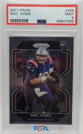 Mac Jones New England Patriots 2021 Panini Prizm Rookie Card 336 PSA 9 Mint