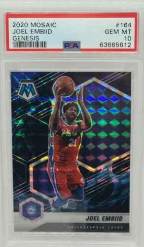 Joel Embiid Philadelphia 76ers 2020-21 Mosaic Genesis SSP Card #164 PSA 10