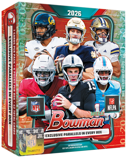 2026 Bowman Football Trading Cards Factory Sealed Mega Box