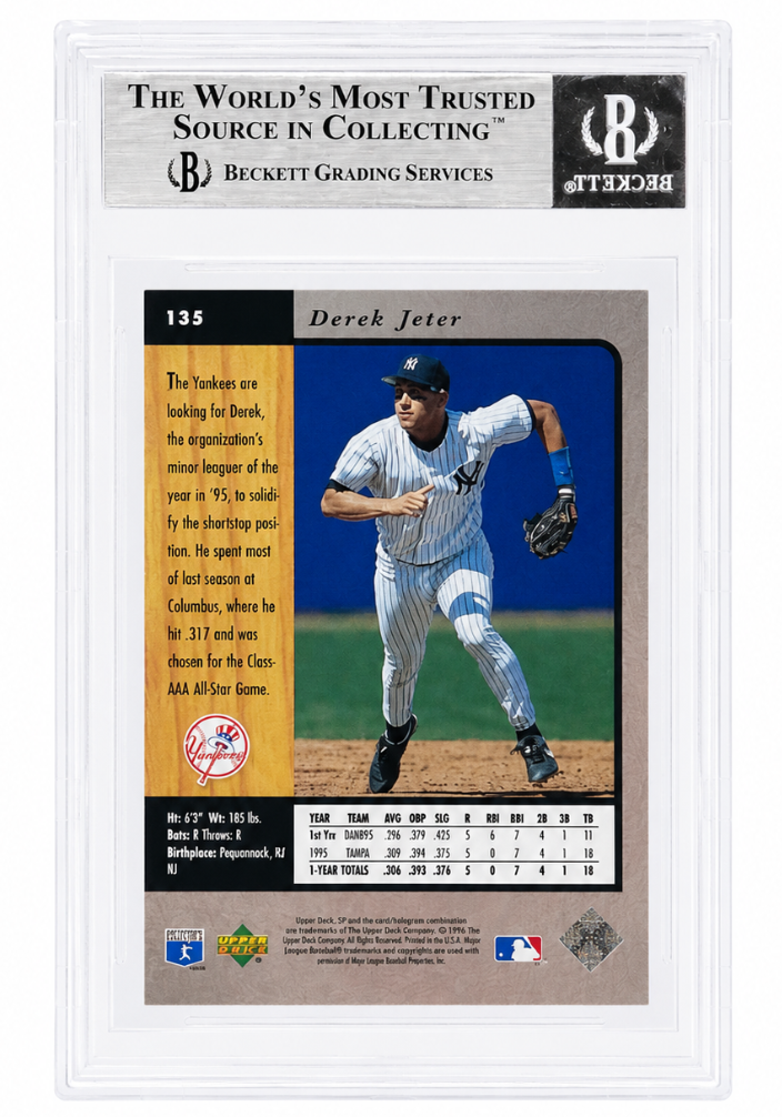 Derek Jeter Autographed New York Yankees 1996 UD SP Card Beckett BAS