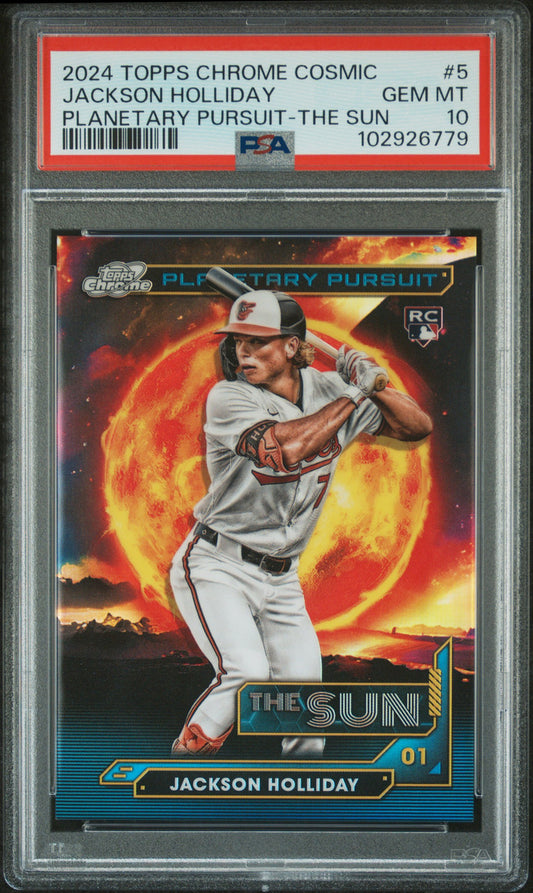 Jackson Holliday 2024 Topps Chrome Cosmic Planetary Pursuit The Sun Card PSA 10