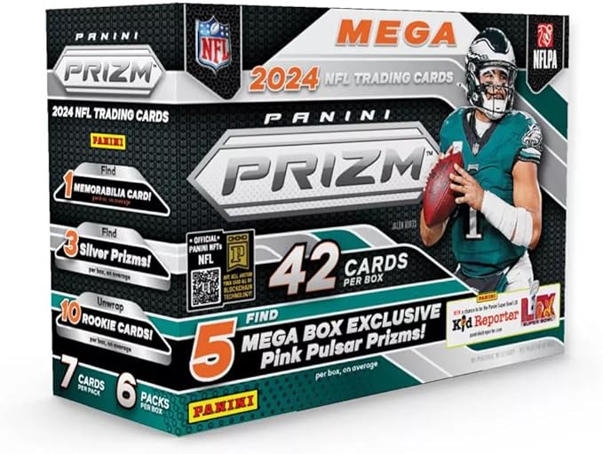 2024 Panini Prizm Football Trading Card Mega Box - Pink Pulsar Prizms