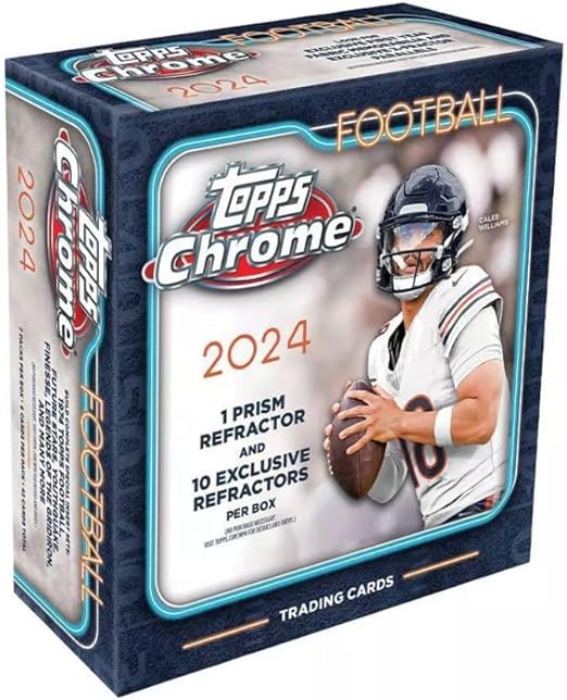 2024 Topps Chrome Football Trading Card Mega Box (42 Cards/Box)