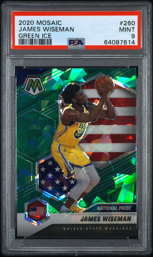 James Wiseman 2020 Mosaic Green Ice National Pride Rookie Card #260 PSA 9 Mint