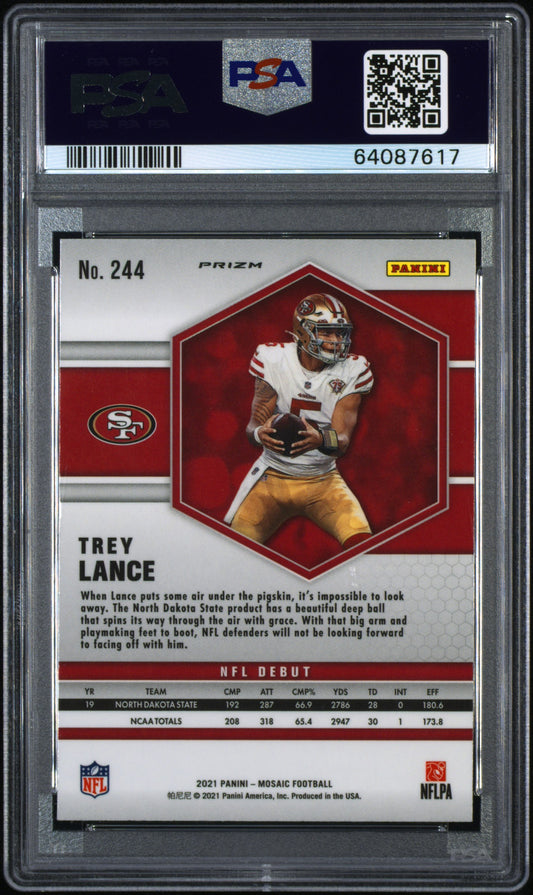 Trey Lance 2021 Mosaic NFL Debut Camo Pink Prizm RC Rookie Card #244 PSA 9 Mint