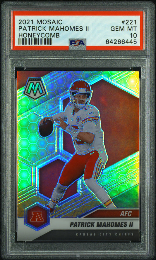 Patrick Mahomes Chiefs 2021 Mosaic Honeycomb SSP Prizm Card #221 PSA 10 Gem Mint