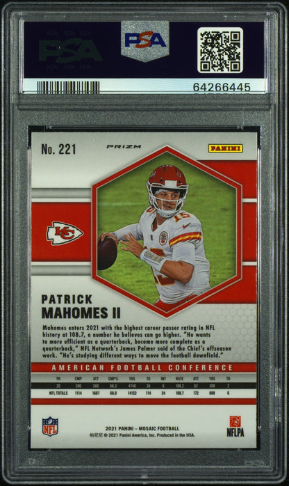 Patrick Mahomes Chiefs 2021 Mosaic Honeycomb SSP Prizm Card #221 PSA 10 Gem Mint