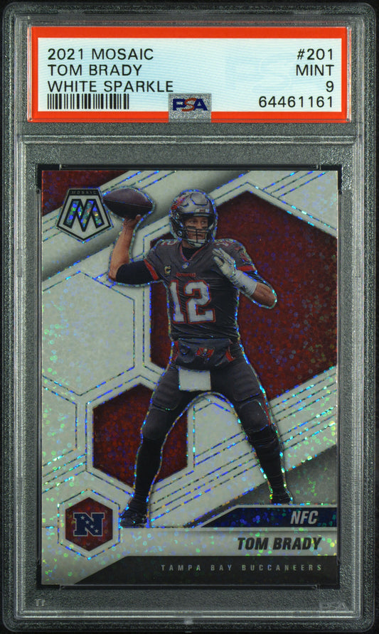 Tom Brady Buccaneers 2021 Mosaic White Sparkle Prizm Card #201 PSA 9 Mint