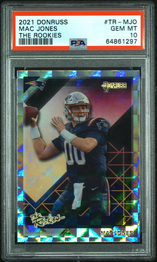 Mac Jones Patriots 2021 Donruss The Rookies Rookie Card #TR-MJO PSA 10 Gem Mint