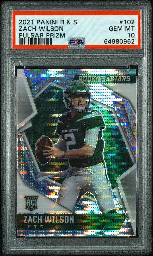 Zach Wilson 2021 Rookies & Stars Pulsar Prizm Rookie Card #102 PSA 10 Gem Mint