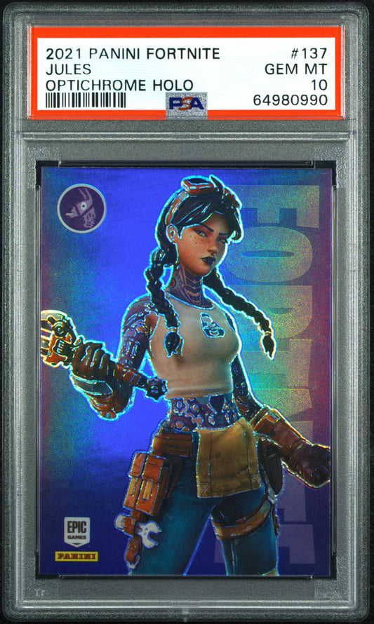 Jules Optichrome Holo 2021 Panini Fortnite Series 3 Card #137 PSA 10 Gem Mint