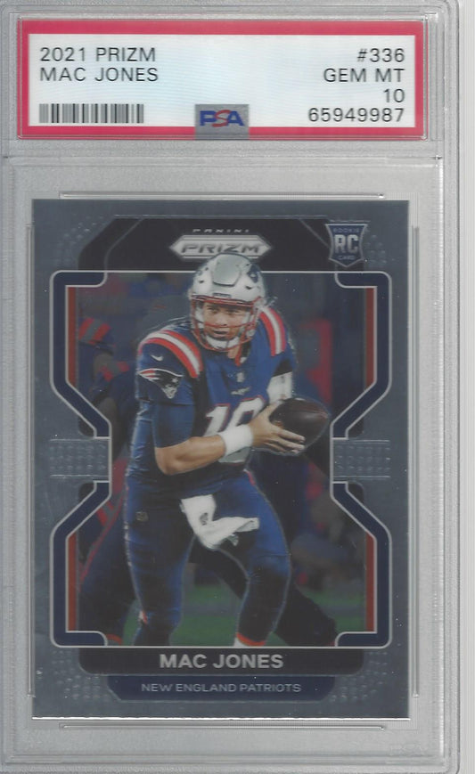 Mac Jones New England Patriots 2021 Panini Prizm Rookie Card 336 PSA 10 Gem Mint