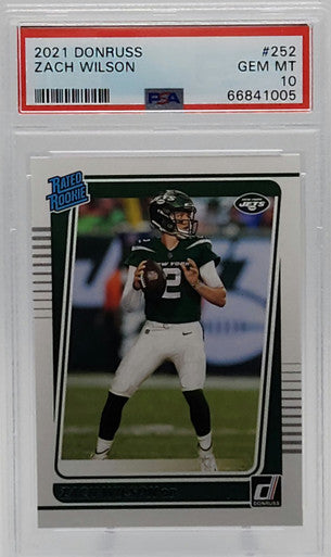 Zach Wilson New York Jets 2021 Donruss Rated Rookie Card #252 PSA 10 Gem Mint