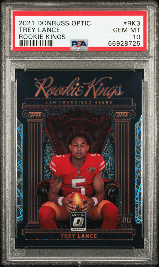 Trey Lance 2021 Donruss Optic Rookie Kings SSP Rookie Card PSA 10 Gem Mint POP 1