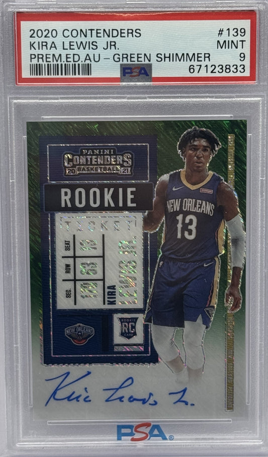 Kira Lewis Jr. 2020 Contenders Green Shimmer Rookie Autograph Card PSA 9 Mint