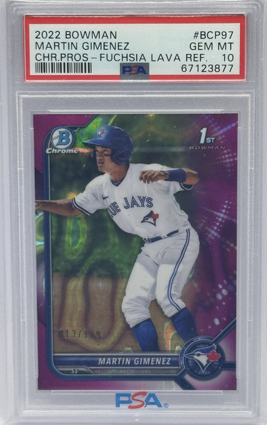 Martin Gimenez 2022 Bowman 1st Fuchsia Lava Refractor Rookie Card /199 PSA 10