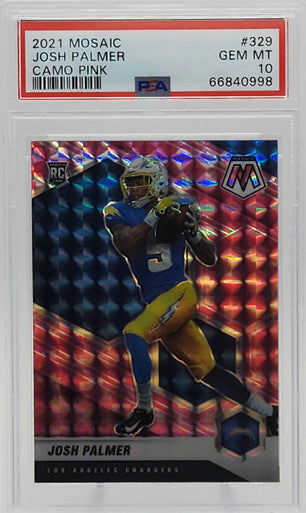 Josh Palmer Chargers 2021 Mosaic Camo Pink Rookie Card #329 PSA 10 Gem Mint